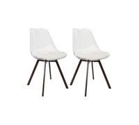 Lot de 2 chaises coque transparente coussin assise en velours côtelé crème - MOARY - ALTOBUY