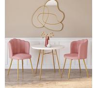 IDMarket - Lot de 2 chaises Coquillage Adella Rose en Velours Pieds dorés