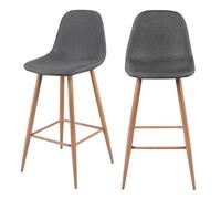 Lot de 2 chaises de bar 72.5 cm en tissu gris - Fredrik - Rendez-Vous Déco