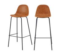 Lot de 2 chaises de bar 75 cm en cuir synthétique camel - Henrik - Rendez-Vous Déco