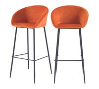 Lot de 2 chaises de bar 75 cm en velours orange - Marquise - Rendez-Vous Déco