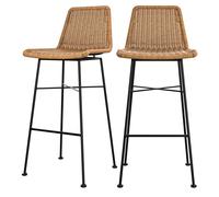 Lot de 2 chaises de bar 76 cm en résine tressée marron - Mandya - Rendez-Vous Déco