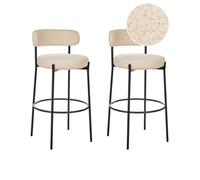 Lot de 2 chaises de bar ALLISON Bouclé Beige clair