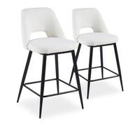 Menzzo Chaises de bar Lot de 2 H. 92,5 cm métal non pliables intérieur beige (Beige G)