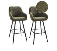 Lot de 2 chaises de bar CASMALIA Bouclé Vert foncé