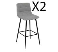 PEGANE Lot de 2 chaises de Bar, chaises Hautes en Tissu Coloris Gris et métal Noir - Longueur 44 x Profondeur 51 x Hauteur 104 cm