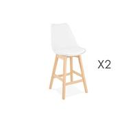 Lot de 2 chaises de bar design 48x102x56 cm blanc - ELO