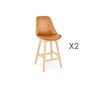 Lot de 2 chaises de bar design 48x102x56 cm marron - ELO