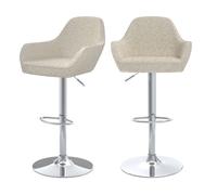 Lot de 2 chaises de bar effet laine bouclette blanc cassé 63/83 cm - Adam - Maison Pavane