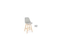 Lot de 2 chaises de bar ELO design tissu gris 48x102x56 cm