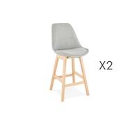 Lot de 2 chaises de bar ELO design tissu gris 48x102x56 cm