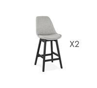Lot de 2 chaises de bar ELO en tissu gris clair pieds noirs H65 cm