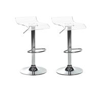 Beliani Lot de 2 Chaises de Bar en Acrylique Pivotantes avec Repose-Pieds en Métal Ajustable Transparent Imola