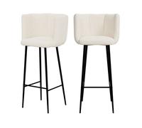 Lot de 2 chaises de bar en tissu bouclé beige 75 cm - Rosy - Rendez-Vous Déco