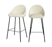 Lot de 2 chaises de bar en tissu bouclette blanche 75 cm - Misty - Rendez-Vous Déco