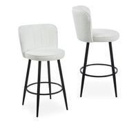 Lot de 2 Chaises de Bar en Tissu Bouclette "Philis" 105cm Crème