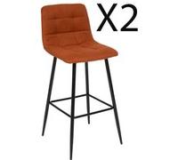 PEGANE Lot de 2 chaises de Bar en Tissu Coloris Ambre et métal Noir - Longueur 44 x Profondeur 51 x Hauteur 104 cm