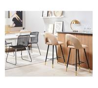 Lot de 2 chaises de bar en velours beige FALTON