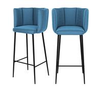 Lot de 2 chaises de bar en velours bleu 75 cm - Rosy - Rendez-Vous Déco