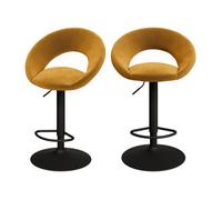 Lot de 2 chaises de bar en velours jaune curry 61/76,5 cm - Cloclo - Rendez-Vous Déco