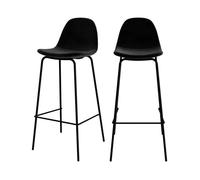 Lot de 2 chaises de bar en velours noir 75 cm - Henrik - Rendez-Vous Déco