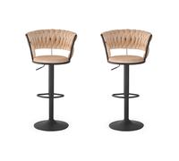Lot de 2 Chaises de Bar en Velours "Odyssée" 87-109cm Beige Beige G