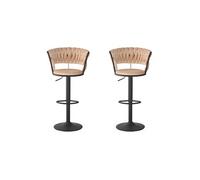 Lot de 2 Chaises de Bar en Velours "Odyssée" 87-109cm Beige