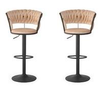 Lot de 2 Chaises de Bar en Velours "Odyssée" 87-109cm Beige Beige G
