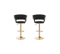 Lot de 2 Chaises de Bar en Velours ""Odyssée"" 87-109cm Noir & Or