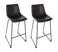 Atmosphera – Chaises de bar Lois – Effet cuir noir – Lot de 2