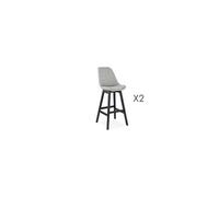 Lot de 2 chaises de bar H75 cm en tissu gris clair pieds noirs ELO