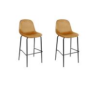 Lot De 2 Chaises De Bar - Home Deco Factory - Giulia - Confortables - Jaunes Et Noires