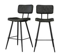 Lot de 2 chaises de bar mi-hauteur 66 cm cuir synthétique gris / noir - Texas - Rendez-Vous Déco