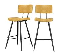 Lot de 2 chaises de bar mi-hauteur 66 cm cuir synthétique jaune - Texas - Rendez-Vous Déco