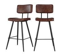Lot de 2 chaises de bar mi-hauteur 66 cm en cuir synthétique marron - Texas - Rendez-Vous Déco