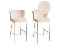 Lot de 2 chaises de bar MINA II Bouclé Beige clair