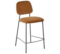 Lot de 2 Chaises de Bar Moderne en Velours Rembourré Salle à Manger Base Fer Marron Doré Duette
