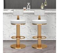 Lot de 2 chaises de bar modernes avec pivot à 360 °, hauteur réglable, dossier bas, repose-pieds, tabourets de bar très résistants pour îlot de cuisine et salle à manger