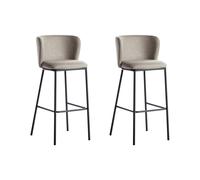 Lot de 2 Chaises de Bar Modernes Rembourrées Pieds Noirs Dossier Incurvé sans Ac