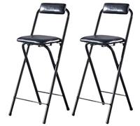 Lot de 2 chaises de bar pliantes portables - Tabouret de comptoir pliable à dossier rembourré pour îlot de cuisine, café, salle à manger - Design léger et peu encombrant