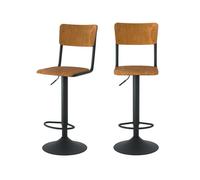 Lot de 2 chaises de bar réglables 60/80 cm en bois foncé - Clem - Rendez-Vous Déco