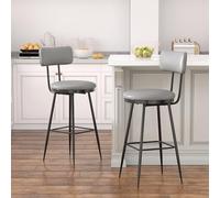 Lot de 2 Chaises de Bar, Rembourré Tabourets de Bar, Tabourets Hauts Moderne, Capacité de Charge Maximale 136 kg et Hauteur 65cm, Chaise de Cuisine pour Salle à Manger, Bureau, Gris foncé