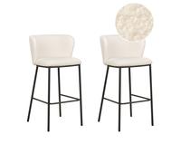 Lot de 2 Chaises de Bar Rembourrées Sans Accoudoirs en Tissu Bou lanc Mina