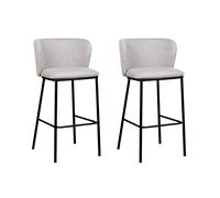 Lot de 2 Chaises de Bar Rembourrées Sans Accoudoirs en Tissu Polyester Gris Mina