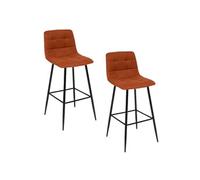 - Lot de 2 chaises de bar rembourrées SIRAC - Marron - Sirac