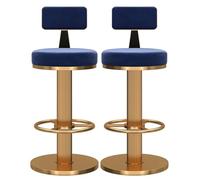 Lot de 2 chaises de bar robustes avec pivot à 360° et dossier bas réglable en hauteur et repose-pieds en métal Idéal pour îlot de cuisine Taille : 65 à 80 cm