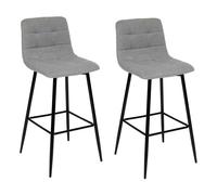 Atmosphera - Tabouret de bar Sirac - Pieds métal, tissu gris - H104 cm