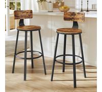 Lot De 2 Chaises De Bar, Tabourets Hauts, Siège De Cuisine, Cadre En Acier, Montage Facile, Siège De 73,2 Cm De Haut, Marron Rustique Et Noir Marron