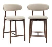 Lot de 2 chaises de bar - Tabourets modernes avec dossier haut, assise confortable en tissu - beige beige