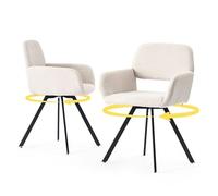 Lot de 2 chaises de bureau beiges, style scandinave moderne, siège en tissu rembourré, utilisation à la maison et au bureau, siège confortable avec pieds en métal robuste, design élégant et peu